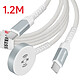 Acheter Swissten Câble USB-C 2 en 1 pour Smartwatch 2.5W / USB-C Power Delivery 60W 1.2m Blanc