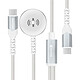 Swissten Câble USB-C 2 en 1 pour Smartwatch 2.5W / USB-C Power Delivery 60W 1.2m Blanc Ce câble 2-en-1 assure la recharge simultanée de votre Smartwatch et de votre appareil USB-C