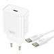 XO Chargeur Secteur USB-C Power Delivery 20W Compact avec Câble USB-C 60W Blanc Chargeur secteur USB-C de XO, solution idéale pour recharger votre appareil au quotidien