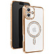 Avizar Coque Diamant pour iiPhone 16 Protection MagSafe Contour Strass Coque diamant contour Or strassé, habillant votre iPhone 16 de manière luxueuse et élégante