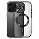 Avizar Coque MagSafe pour iPhone 16 Pro Silicone Contour Chromé Noir Coque intégrant un cercle magnétique pour protéger votre appareil tout en restant compatible avec les accessoires MagSafe
