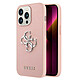 Guess Coque pour Apple iPhone 13 Pro PU Saffiano 4G Rose Coque conçue sur mesure pour Apple iPhone 13 Pro