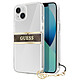 Guess Coque pour Apple iPhone 13 Mini Stripe Charm avec breloque Marron Coque conçue sur mesure pour Apple iPhone 13 Mini