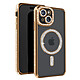 Avizar Coque Diamant pour iPhone 15 Protection MagSafe Contour Strass Coque diamant contour Or strassé, habillant votre iPhone 15 de manière luxueuse et élégante