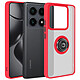 Avizar Coque pour Xiaomi 14T Pro Bague Métallique Support Vidéo Coque au dos transparent givré et contour Rouge, protection élégante pour votre Xiaomi 14T Pro