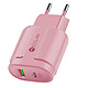 Avizar Chargeur Secteur 20W USB Quickcharge 3.0 / Power Delivery USB Type-C Rose - Ce chargeur secteur rose de marque EKO vous permet de recharger jusqu'à 2 périphériques simultanément et en toute commodité