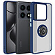 Avizar Coque pour Xiaomi 14T Pro Bague Métallique Support Vidéo Coque au dos transparent givré et contour Bleu Nuit, protection élégante pour votre Xiaomi 14T Pro