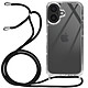 Avizar Coque pour iPhone 16 Plus Silicone Antichoc avec Cordon Tressé Transparent Coque en silicone pour appareil, une protection ultime contre les chocs
