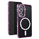 Avizar Coque Diamant pour Samsung Galaxy S23 MagSafe Contour Strass Coque diamant contour violet améthyste strassé, habillant votre Samsung S23 de manière luxueuse et élégante