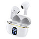 Avizar Écouteurs TWS Bluetooth 5.3 Compatible Siri Modèle Dallas Blanc - Ces écouteurs blancs sans fil TWS modèle Dallas arborent un design ergonomique unique et promettent un maintien ferme une fois portés