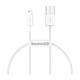 Baseus Câble de Charge et Transfert USB-Lightning 2,4A 25cm Rapide Blanc Un câble de charge et de synchronisation de données avec une puissance de 2,4A