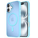 Avizar Coque MagSafe pour iPhone 16 Plus Dos Mat Givré Contour Bleu clair Coque Frost Color avec finition givrée colorée offrant style moderne à votre iPhone 16 Plus