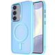 Avizar Coque MagSafe pour Samsung Galaxy S24 et S25 Dos Mat Givré Contour Bleu clair Coque Frost Color avec finition givrée colorée offrant style moderne à votre appareil