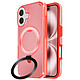 Avizar Coque MagSafe pour iPhone 16 Plus Antichoc avec Support Pliable Rouge Coque renforcée bimatière avec intérieur en silicone souple et extérieur en polycarbonate rigide pour votre iPhone 16 Plus