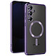Avizar Coque MagSafe pour Samsung Galaxy S24 FE Silicone Contour Chromé Violet Coque intégrant un cercle magnétique pour protéger votre Samsung S24 FE tout en restant compatible avec les accessoires MagSafe
