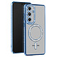 Avizar Coque Diamant pour Samsung Galaxy S24 FE MagSafe Contour Strass Coque diamant contour bleu saphir strassé, habillant votre Samsung S24 FE de manière luxueuse et élégante