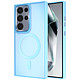 Avizar Coque MagSafe pour Samsung Galaxy S24 Ultra Dos Mat Givré Contour Bleu clair Coque Frost Color avec finition givrée colorée offrant style moderne à votre Samsung Galaxy S24 Ultra