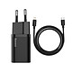 Baseus Chargeur Secteur USB-C 20W avec Câble USB-C/Lightning Noir Compatible avec Power Delivery et Quick Charge 3.0, permettant une recharge ultra-rapide