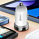 LinQ Chargeur Voiture Double USB 2.4A 12W Rapide Et Sécurisé Blanc pas cher