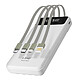 LinQ Batterie Secours 15000mAh Câble 4 en 1 Amovible et Sortie USB Compact Blanc Chargeur de secours portable, conçu par la marque LinQ, pour recharger vos appareils où que vous soyez