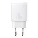 Baseus Chargeur Secteur Double Sortie USB-A/USB-C 20W Compact Blanc Offre une puissance de sortie maximale de 20 W, permettant de recharger rapidement votre smartphone