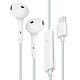 Écouteurs filaires USB-C Microphone Bouton Multifonction Oppo Blanc
