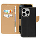 Avizar Étui pour iPhone 16 Pro Max Portefeuille Cuir Saffiano Fancy Étui élégant série Fancy Noir et Or pour protéger votre iPhone 16 Pro Max