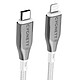 CYGNETT Câble Lightning vers USB-C 30W Série Armoured Charge et Synchronisation 2m Blanc Pourvu de la technologie de charge ultra-rapide 30W, atteignant 50% de batterie en seulement 30 minutes, idéal pour les utilisateurs pressés