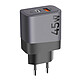 Tactical Chargeur mural GaN USB + USB-C 45W Microgrid Gris foncé Chargeur secteur de marque Tactical pour expérimenter un niveau de charge supérieur