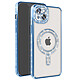 Avizar Coque Diamant pour iPhone 14 Plus MagSafe Contour Strass Coque diamant contour Bleu strassé, habillant votre iPhone 14 Plus de manière luxueuse et élégante