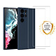 Evetane Coque Samsung Galaxy S22 Ultra Silicone liquide Bleue + 2 Vitres en Verre trempé Protection écran Antichocs Coque Samsung Galaxy S22 Ultra Silicone liquide Bleue + 2 Vitres en Verre trempé Protection écran Antichocs