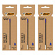 BIC Etui de 3 Recharges pour Stylo Bille Cristal Re’New Pointe Moyenne bleue x 3 Recharge pour stylo bille