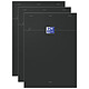 OXFORD Bloc SMART agrafé 148x210 160P petits carreaux noir x 3 Bloc-note