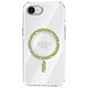 Guess Coque MagSafe pour iPhone 16e Fine Anneau Pailleté Coins renforcés Transparent Coque transparente pour iPhone 16e, série Guess IML Glitter Circle
