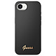 Guess Coque MagSafe pour iPhone 16e Silicone Soft touch Logo métal doré Noir Coque signée Guess de la série Script Metal Logo, avec anneau MagSafe, pour votre iPhone 16e