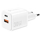 Forcell Chargeur Secteur GaN III 30W avec Ports USB-C + USB Format Mini Blanc Chargeur secteur série F-Energy Mini de Forcell, conçu avec un double port