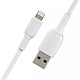 Belkin Câble de Charge Rapide et Synchronisation de donnée USB-A vers Lightning MFI 1M Blanc pas cher