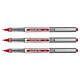 UNI-BALL Stylo Roller Encre Liquide Recyclé UB157E Pointe Moyenne Rouge x 3 Stylo roller