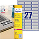 AVERY Boîte de 540 étiquettes Polyester Métallique 63,5x29,6 mm Argent Pastille ou gommette