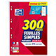 OXFORD Feuillets mobiles perforées scribzee A4 300P 90g grands carreaux + tags Copies simples ou Feuillets mobiles