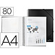 LIDERPAPEL Protège-documents polypropylène couverture rigide spirale 80 pochettes fixes a4 210x297mm coloris noir x 12 Porte documents