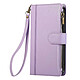 Avizar Étui Portefeuille pour Galaxy S25 Edge à Zip avec Dragonne Détachable Lavande Avec des compartiments pour cartes, billets et pièce d'identité intégré