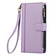 Avizar Étui Portefeuille pour Galaxy S25 / S24 à Zip avec Bandoulière Détachable Lavande Porte-cartes intégré pour cartes bancaires et pièce d'identité