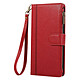 Avizar Étui Portefeuille pour Galaxy S25 / S24 Zippé avec Bandoulière Détachable Rouge Porte-cartes intégré pour cartes bancaires et pièce d'identité