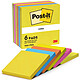 POST-IT Bloc-note adhésif, 76 x 76 mm, Energetic Collection Notes repositionnable