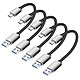 Avizar Pack 5x Mini Câbles USB vers USB-C 15cm CarPlay, Android Auto, Station de charge Gris Ce câble permet de charger rapidement et transfert de données