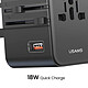 Avis Usams Chargeur Secteur 2 USB-A / USB-C 25W Compatible AU / UK / US / EU / CHINE Noir