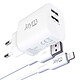 Jaym Pack Chargeur Secteur 2 USB-A 2.4A 12W avec Câble USB-A vers Lightning 2m Blanc - Ce pack de charge comprend un adaptateur secteur double USB-A de 12W et un câble USB-A vers Lightning de 2 mètres