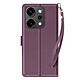 Avizar Étui Portefeuille pour Oppo Reno 14 / 14F / 14 FS avec Dragonne - Étui portefeuille en similicuir violet foncé élégant et fonctionnel compatible Oppo Reno 14, 14F et 14 FS