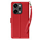 Avizar Étui Portefeuille pour Oppo Reno 14 / 14F / 14 FS avec Dragonne - Étui portefeuille en similicuir rouge élégant et fonctionnel compatible Oppo Reno 14, 14F et 14 FS